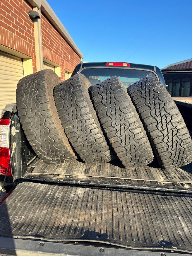 Set of 4 Goodyear Wrangler UltraTerrain A/T – LT265/70R17 (2020) – ~50–60% tread – McKinney pickup