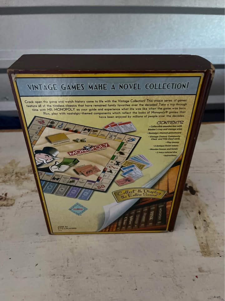 Monopoly Vintage Bookshelf Edition – Wooden Book Box – Complete – Hasbro 2000 - image 5