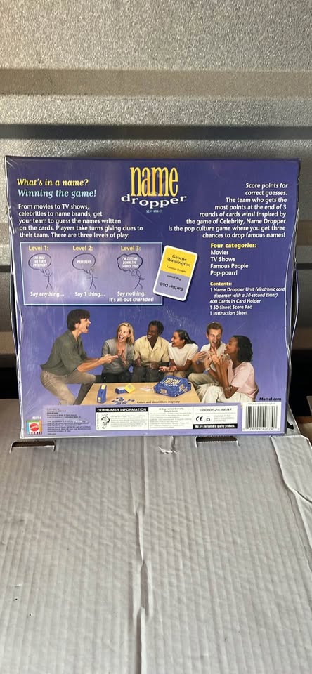 NEW SEALED Name Dropper Party Game – Mattel – Complete Unopened - image 2
