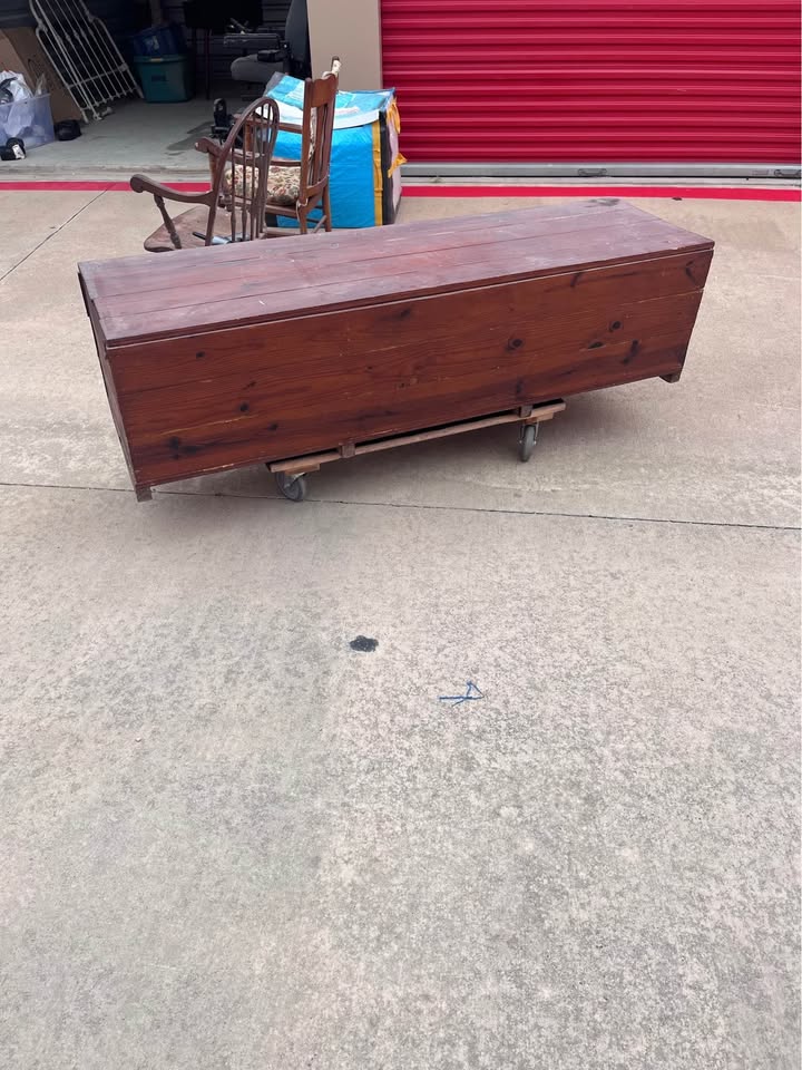 Wood Storage Bench - 6ft Solid Wood – Rustic Seating w/ Hidden Storage