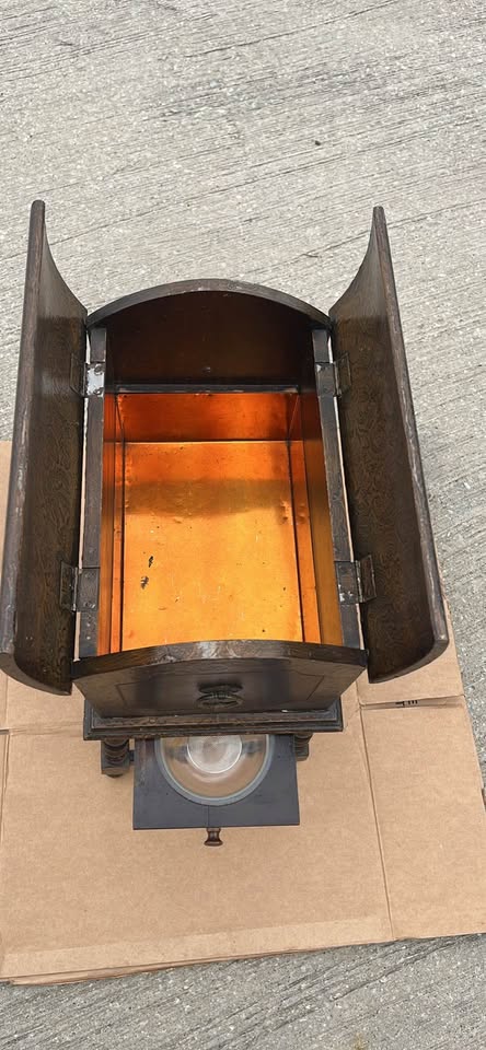 Antique Vintage Turkish Parlor Smoke Stand – Painted Grain Humidor Cabinet w/ Copper Lining - image 3