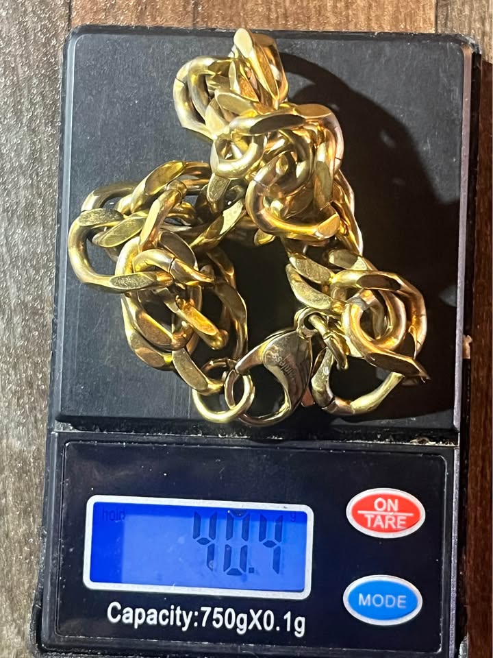 Heavy 190g Gold Tone Cuban Link Necklace & Bracelet Set – Premium Fashion Jewelry