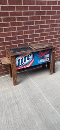 Handmade Rustic Grill & Cooler Station | Miller Lite Patio Bar | One-of-a-Kind