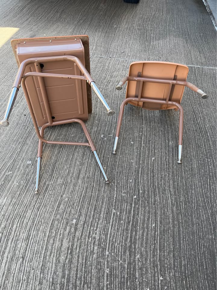 Vintage School Desk & Chair Set – Mid Century Classroom Furniture - image 2