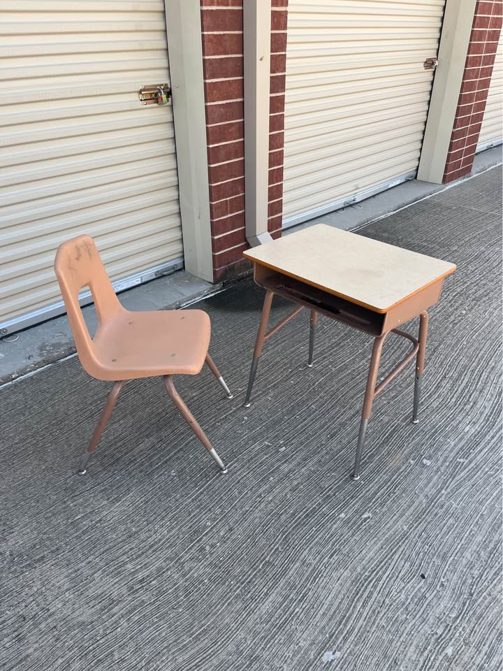 Vintage School Desk & Chair Set – Mid Century Classroom Furniture - image 3
