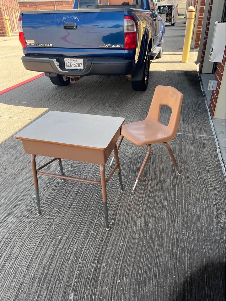 Vintage School Desk & Chair Set – Mid Century Classroom Furniture - image 4