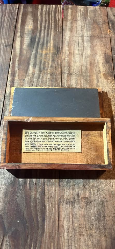 Vintage Buck Knives Hard Arkansas Sharpening Stone w/ Original Cedar Box - image 3