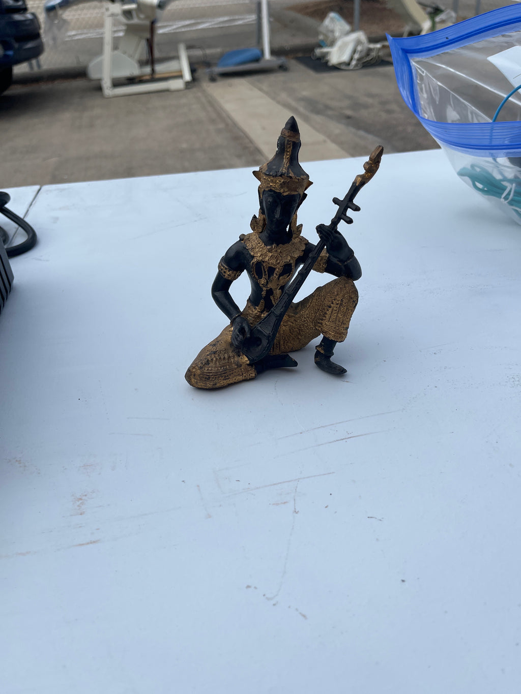 Thai Khon Musician Figurine — Heavy Cast Metal, Black & Gold, ~6" — Corpus Christi pickup